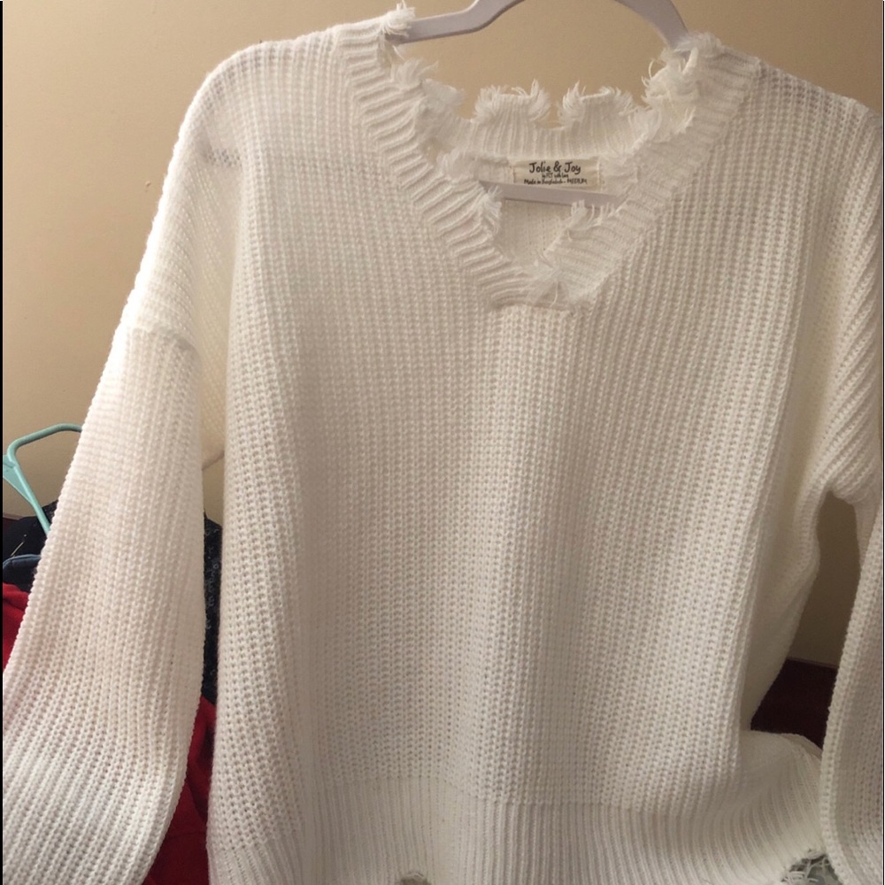 White Knit Long Sleeve Sweater